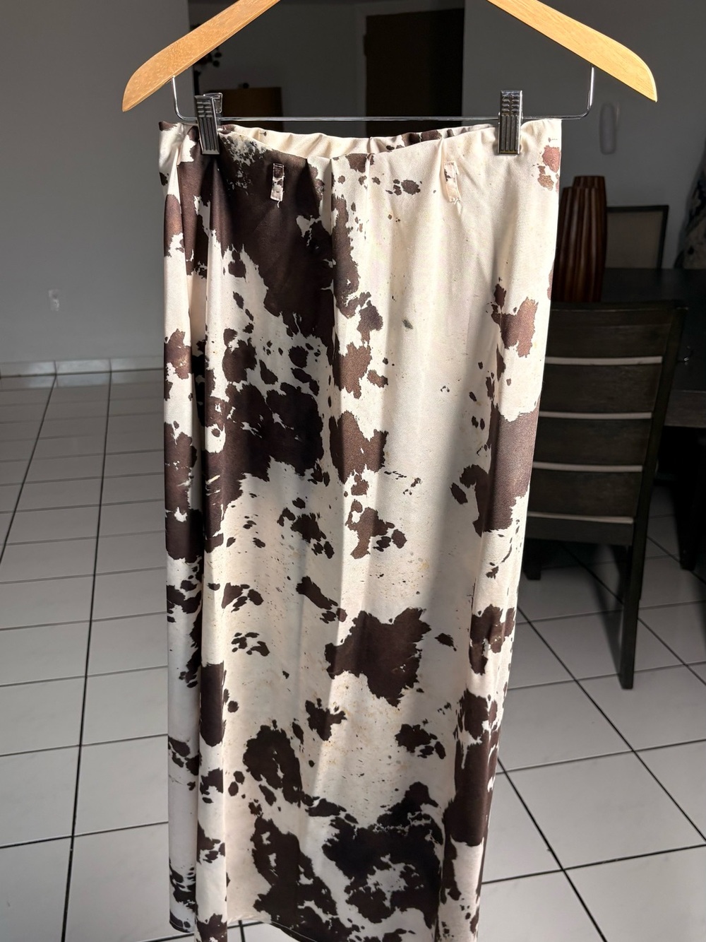 Women’s Brown and Cream Printed Midi Skirt